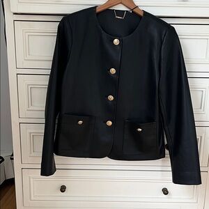 NWTChico's Black faux Leather Jacket with Gold Buttons size1/M